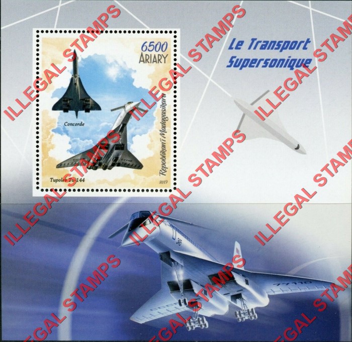 Madagascar 2019 Supersonic Transport Illegal Stamp Souvenir Sheet of 1 Madagascar 2019 Supersonic Transport Illegal Stamp Souvenir Sheet of 1
