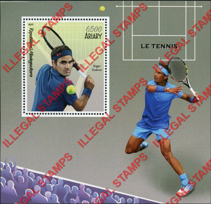 Madagascar 2019 Tennis Illegal Stamp Souvenir Sheet of 1 Madagascar 2019 Tennis Illegal Stamp Souvenir Sheet of 1