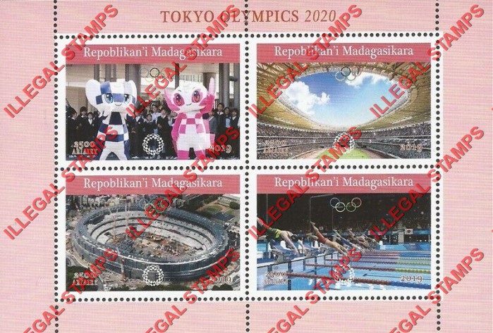 Madagascar 2019 Tokyo Olympics Illegal Stamp Souvenir Sheet of 4 Madagascar 2019 Tokyo Olympics Illegal Stamp Souvenir Sheet of 4
