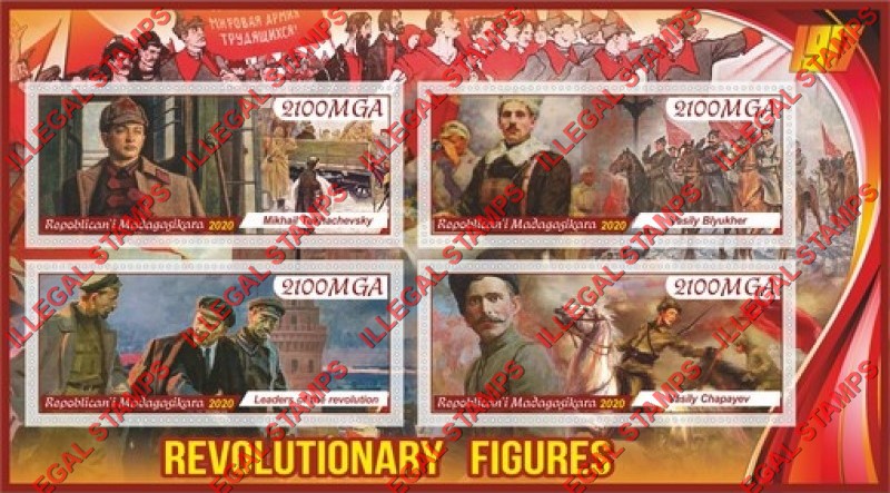 Madagascar 2020 Revolutionary Figures 1917 Illegal Stamp Souvenir Sheet of 4