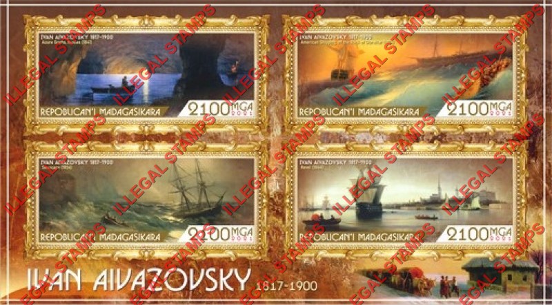Madagascar 2021 Paintings by Ivan Aivazovsky Illegal Stamp Souvenir Sheet of 4 Madagascar 2021 Paintings by Ivan Aivazovsky Illegal Stamp Souvenir Sheet of 4