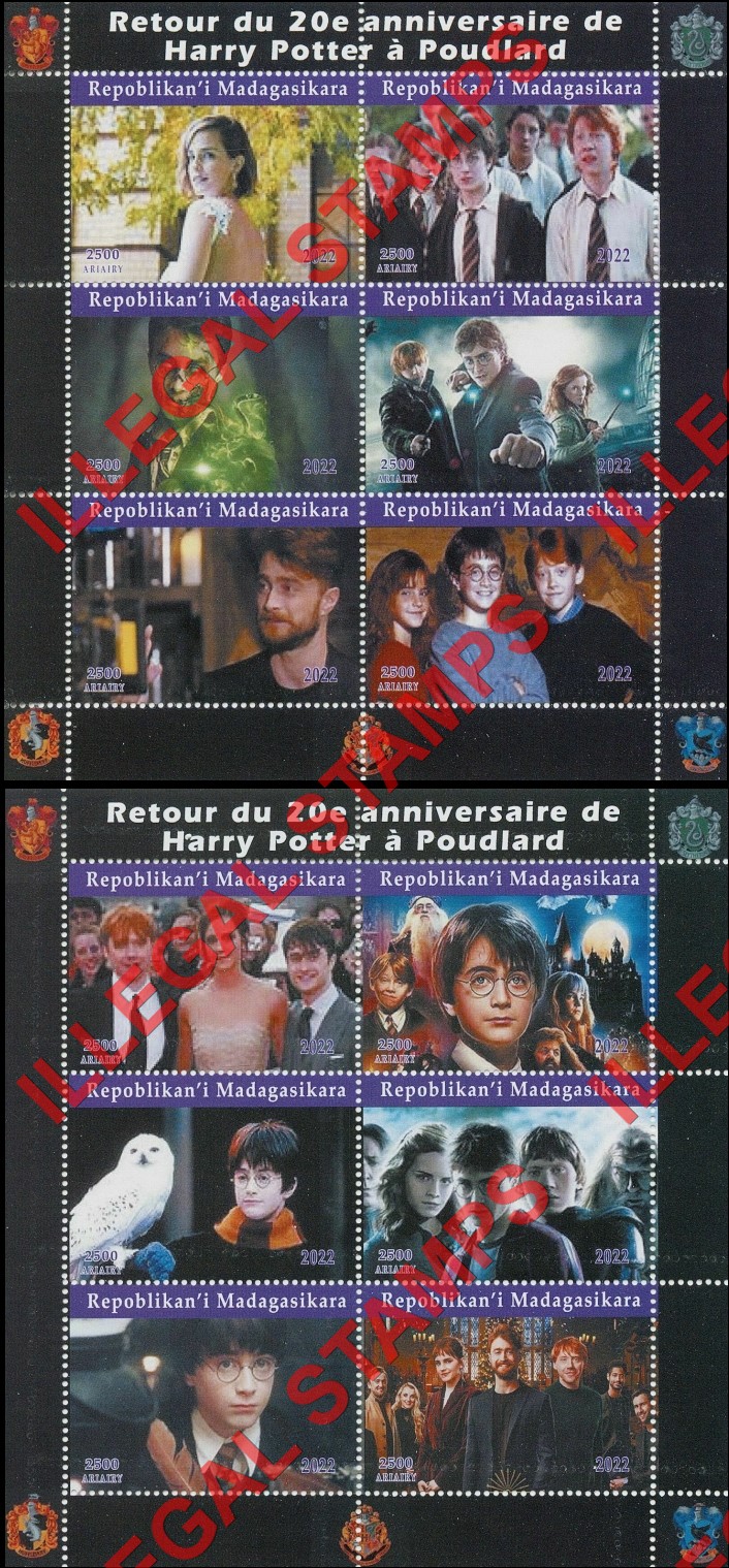 Madagascar 2022 Harry Potter 20th Anniversary Return to Hogwarts Illegal Stamp Souvenir Sheets of 6 Madagascar 2022 Harry Potter 20th Anniversary Return to Hogwarts Illegal Stamp Souvenir Sheets of 6