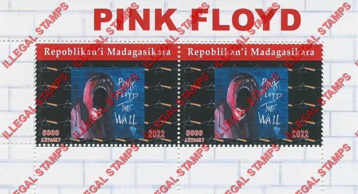 Madagascar 2022 Pink Floyd Album Covers Illegal Stamp Souvenir Sheet of 2 (Sheet 1) Madagascar 2022 Pink Floyd Album Covers Illegal Stamp Souvenir Sheet of 2 (Sheet 1)
