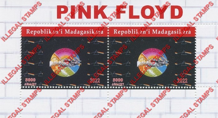 Madagascar 2022 Pink Floyd Album Covers Illegal Stamp Souvenir Sheet of 2 (Sheet 2) Madagascar 2022 Pink Floyd Album Covers Illegal Stamp Souvenir Sheet of 2 (Sheet 2)