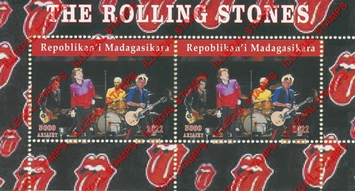 Madagascar 2022 The Rolling Stones Rock Band Illegal Stamp Souvenir Sheet of 2 (Sheet 2) Madagascar 2022 The Rolling Stones Rock Band Illegal Stamp Souvenir Sheet of 2 (Sheet 2)