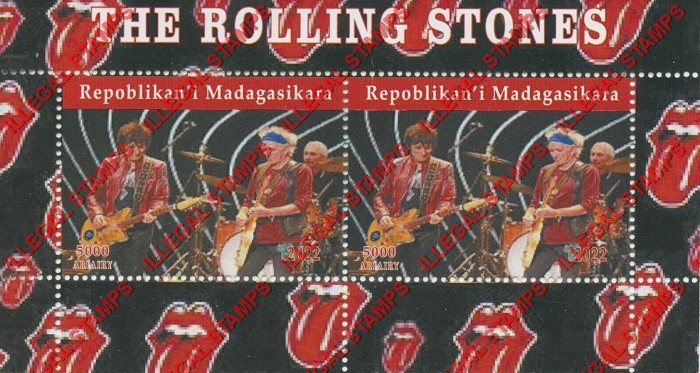 Madagascar 2022 The Rolling Stones Rock Band Illegal Stamp Souvenir Sheet of 2 (Sheet 4) Madagascar 2022 The Rolling Stones Rock Band Illegal Stamp Souvenir Sheet of 2 (Sheet 4)