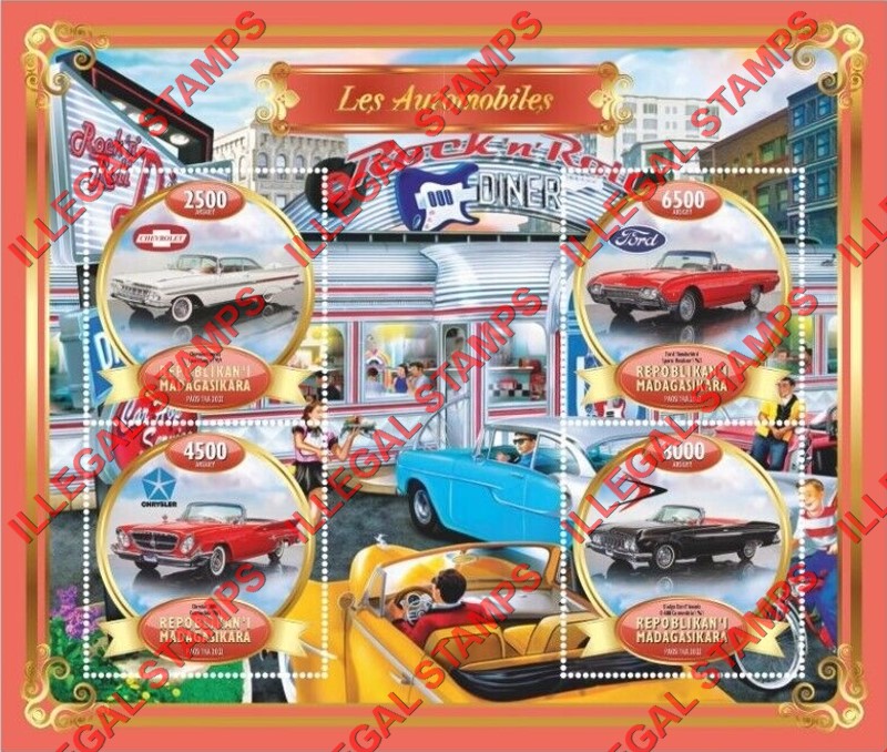 Madagascar 2022 Automobiles Illegal Stamp Souvenir Sheet of 4 Madagascar 2022 Automobiles Illegal Stamp Souvenir Sheet of 4
