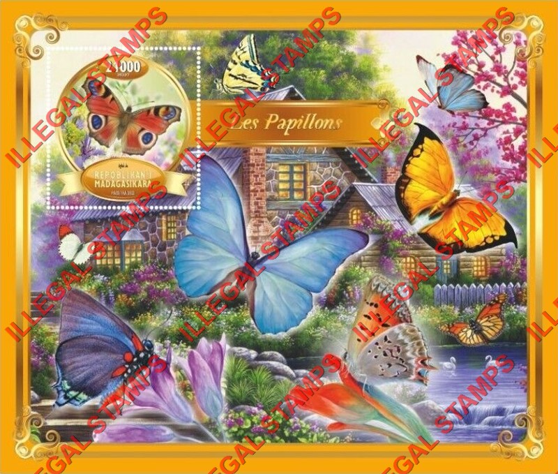 Madagascar 2022 Butterflies Illegal Stamp Souvenir Sheet of 1 Madagascar 2022 Butterflies Illegal Stamp Souvenir Sheet of 1