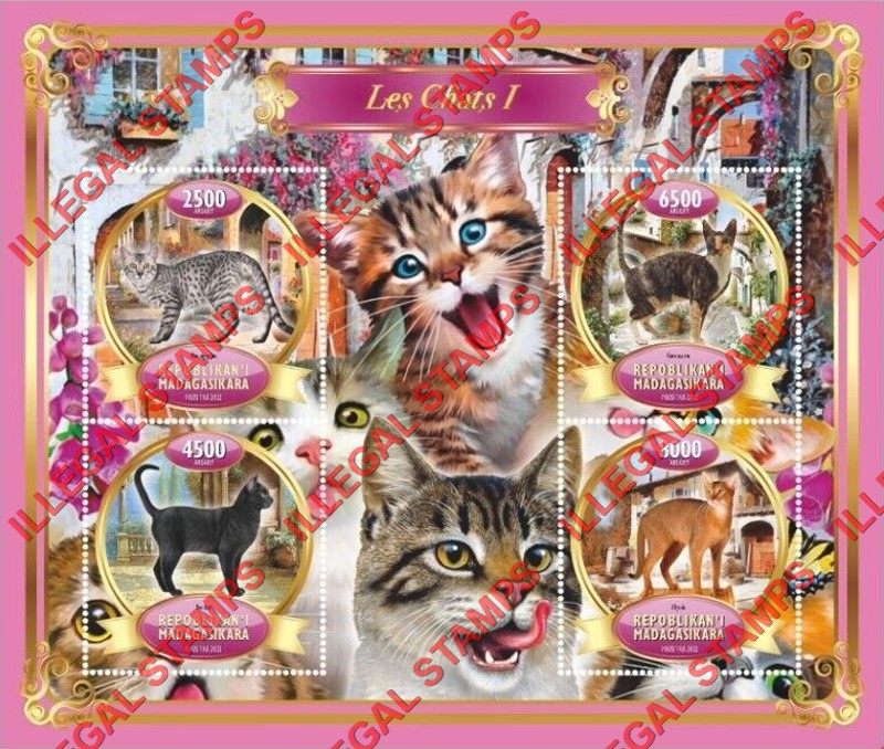 Madagascar 2022 Cats Illegal Stamp Souvenir Sheet of 4 (Sheet 1) Madagascar 2022 Cats Illegal Stamp Souvenir Sheet of 4 (Sheet 1)