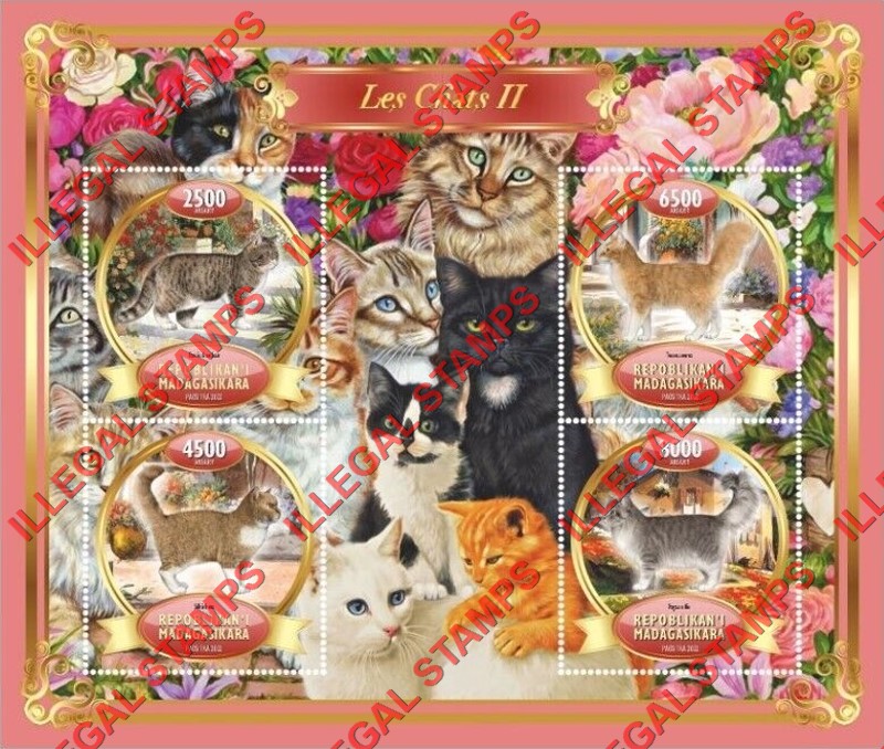 Madagascar 2022 Cats Illegal Stamp Souvenir Sheet of 4 (Sheet 2) Madagascar 2022 Cats Illegal Stamp Souvenir Sheet of 4 (Sheet 2)