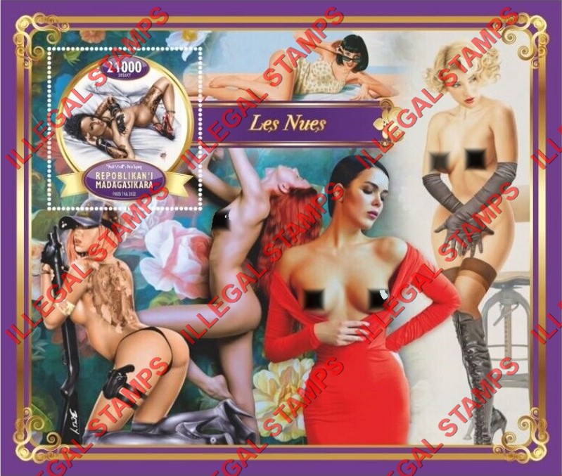 Madagascar 2022 Nudes Illegal Stamp Souvenir Sheet of 1 Madagascar 2022 Nudes Illegal Stamp Souvenir Sheet of 1