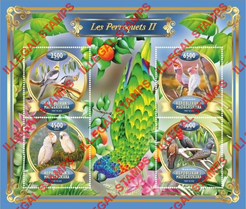Madagascar 2022 Parrots Illegal Stamp Souvenir Sheet of 4 (Sheet 2) Madagascar 2022 Parrots Illegal Stamp Souvenir Sheet of 4 (Sheet 2)