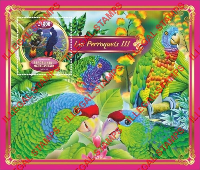 Madagascar 2022 Parrots Illegal Stamp Souvenir Sheet of 1 (Sheet 3) Madagascar 2022 Parrots Illegal Stamp Souvenir Sheet of 1 (Sheet 3)
