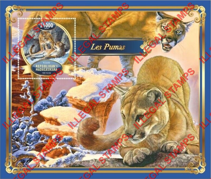 Madagascar 2022 Pumas Illegal Stamp Souvenir Sheet of 1 Madagascar 2022 Pumas Illegal Stamp Souvenir Sheet of 1