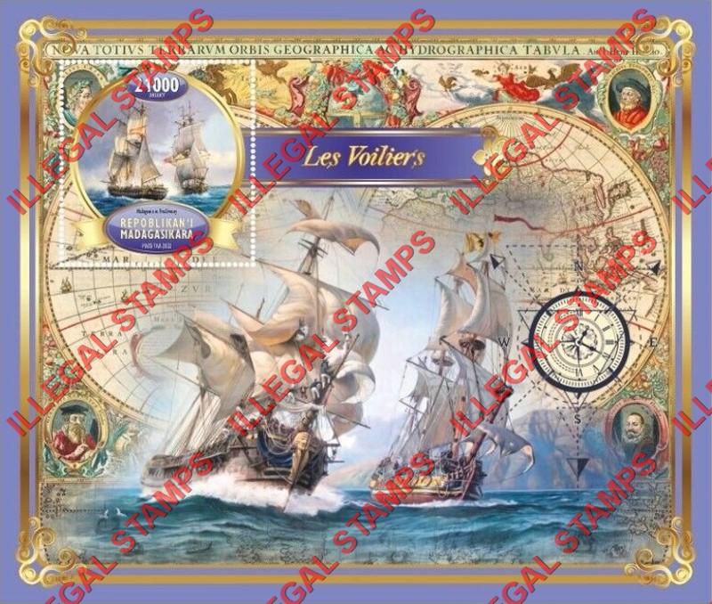 Madagascar 2022 Sailing Ships Illegal Stamp Souvenir Sheet of 1 Madagascar 2022 Sailing Ships Illegal Stamp Souvenir Sheet of 1
