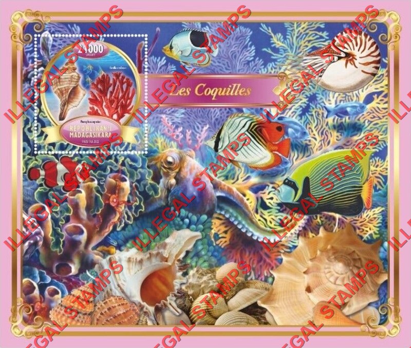 Madagascar 2022 Shells Seashells Illegal Stamp Souvenir Sheet of 1 Madagascar 2022 Shells Seashells Illegal Stamp Souvenir Sheet of 1