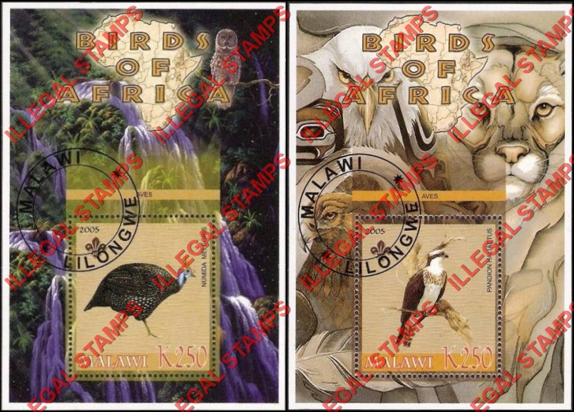 Malawi 2005 Birds of Africa Illegal Stamp Souvenir Sheets of 1 (Part 3)