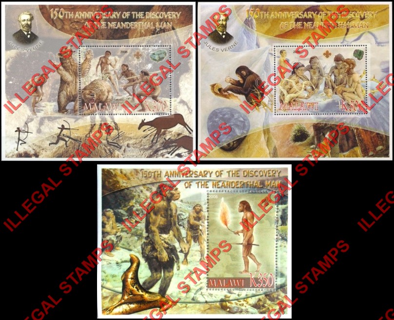 Malawi 2006 Neanderthal Man Illegal Stamp Souvenir Sheets of 1 (Part 1) Malawi 2006 Neanderthal Man Illegal Stamp Souvenir Sheets of 1 (Part 1)