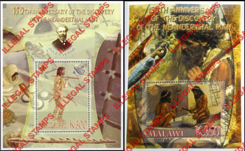 Malawi 2006 Neanderthal Man Illegal Stamp Souvenir Sheets of 1 (Part 2) Malawi 2006 Neanderthal Man Illegal Stamp Souvenir Sheets of 1 (Part 2)