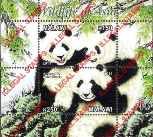 Malawi 2011 Wildlife of Asia Illegal Stamp Souvenir Sheet of 2 Malawi 2011 Wildlife of Asia Illegal Stamp Souvenir Sheet of 2