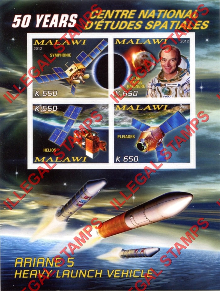 Malawi 2012 Space 50 Years Illegal Stamp Souvenir Sheets of 4 (Part 1) Malawi 2012 Space 50 Years Illegal Stamp Souvenir Sheets of 4 (Part 1)