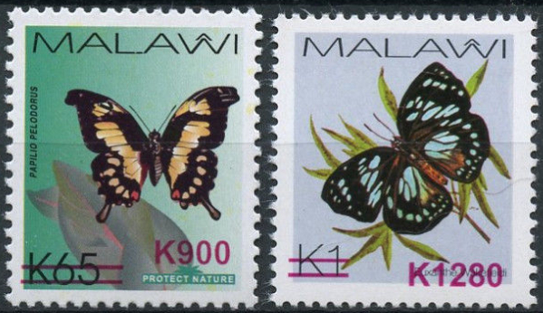 Malawi 2018 Surcharged in Red (2002) Butterflies Malawi 2018 Surcharged in Red (2002) Butterflies
