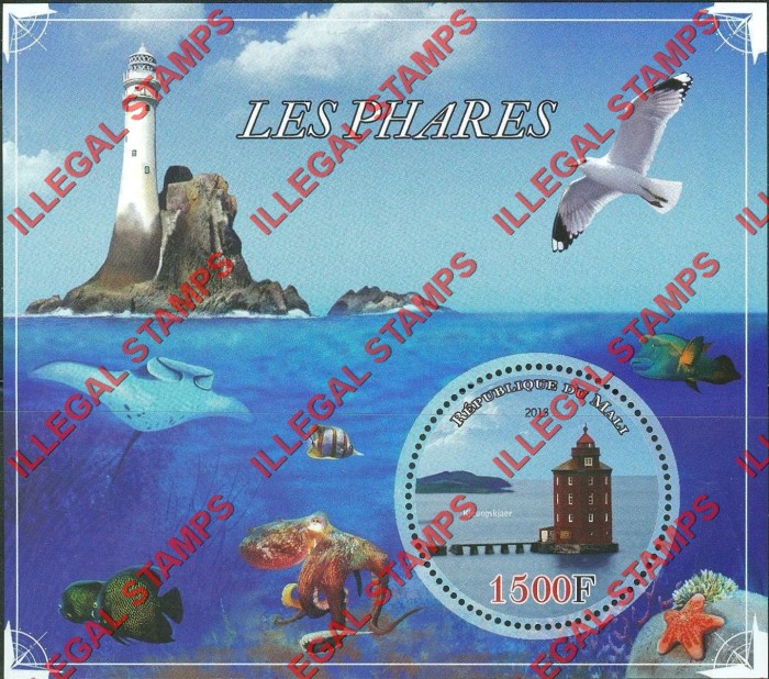 Mali 2013 Lighthouses Illegal Stamp Souvenir Sheet of 1 Mali 2013 Lighthouses Illegal Stamp Souvenir Sheet of 1