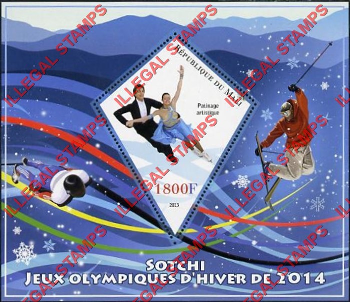 Mali 2013 Sotchi Olympics Illegal Stamp Souvenir Sheet of 1 Mali 2013 Sotchi Olympics Illegal Stamp Souvenir Sheet of 1