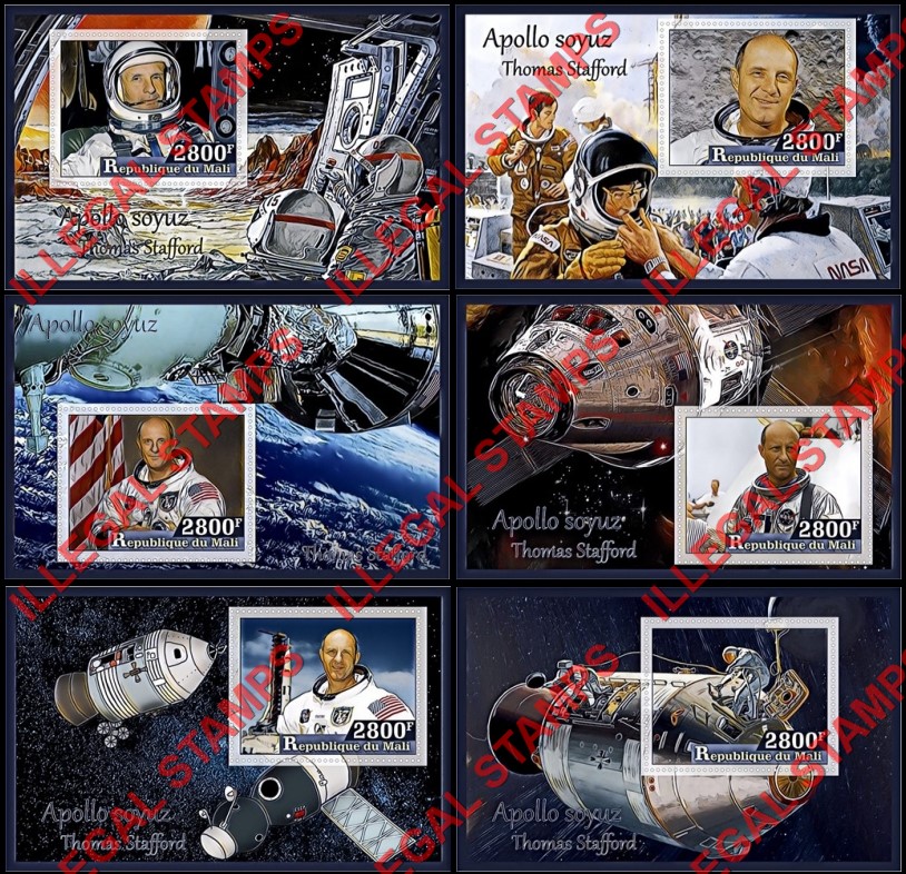 Mali 2017 Apollo Soyuz Thomas Stafford Illegal Stamp Souvenir Sheets of 1 Mali 2017 Apollo Soyuz Thomas Stafford Illegal Stamp Souvenir Sheets of 1