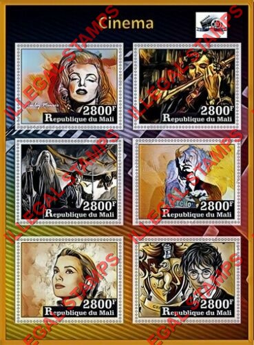 Mali 2017 Cinema Illegal Stamp Souvenir Sheet of 6 Mali 2017 Cinema Illegal Stamp Souvenir Sheet of 6