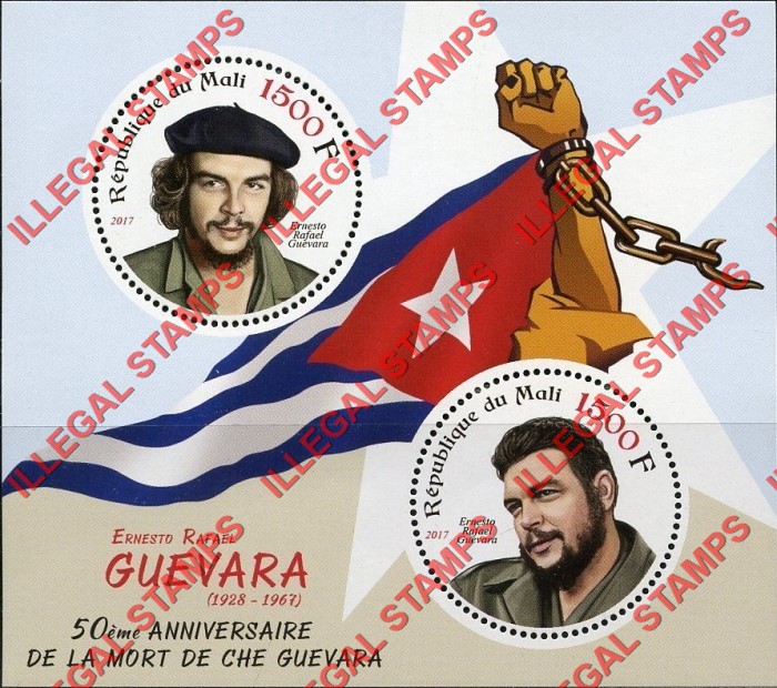 Mali 2017 Ernesto Guevara Illegal Stamp Souvenir Sheet of 2 Mali 2017 Ernesto Guevara Illegal Stamp Souvenir Sheet of 2