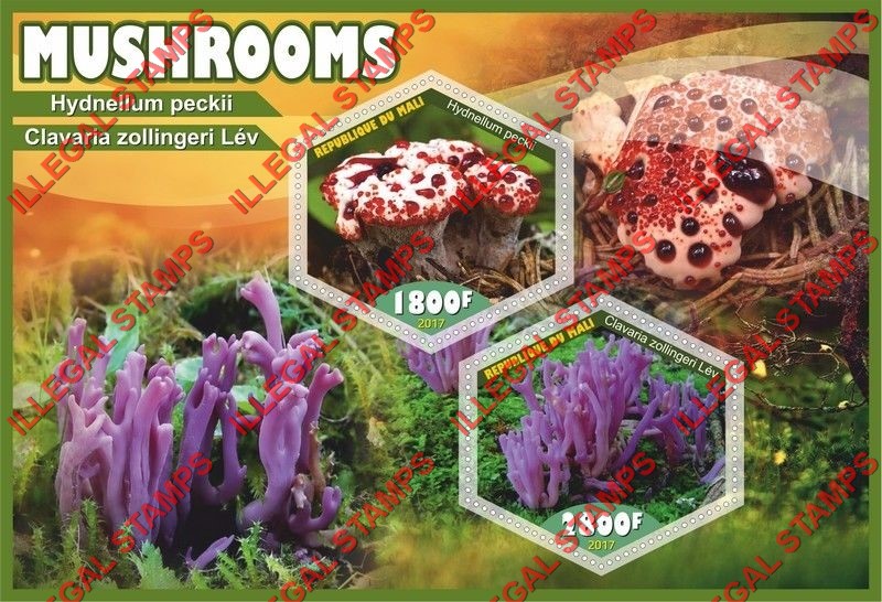 Mali 2017 Mushrooms Illegal Stamp Souvenir Sheet of 2 Mali 2017 Mushrooms Illegal Stamp Souvenir Sheet of 2