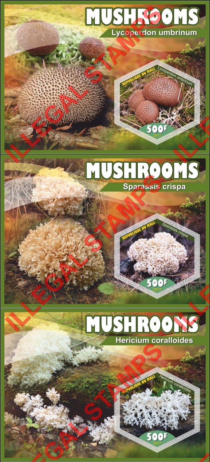 Mali 2017 Mushrooms Illegal Stamp Souvenir Sheets of 1 (Part 1) Mali 2017 Mushrooms Illegal Stamp Souvenir Sheets of 1 (Part 1)