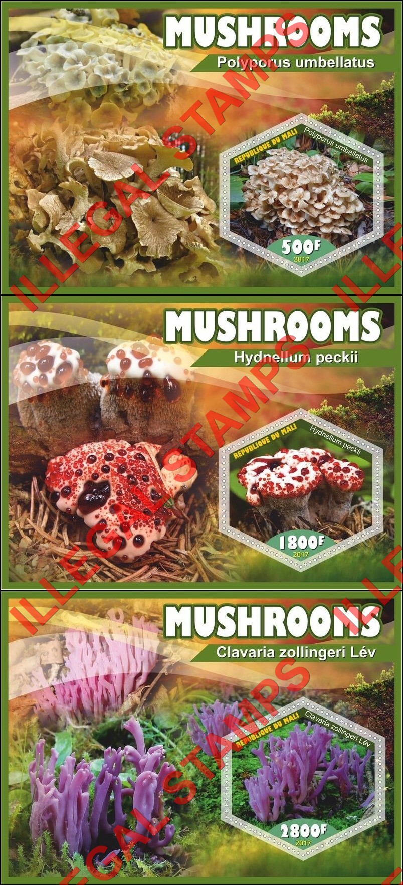 Mali 2017 Mushrooms Illegal Stamp Souvenir Sheets of 1 (Part 2) Mali 2017 Mushrooms Illegal Stamp Souvenir Sheets of 1 (Part 2)