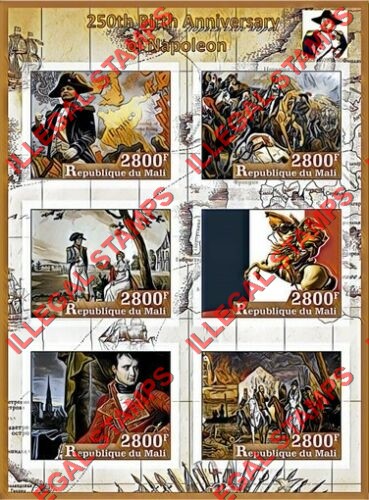 Mali 2017 Napoleon Illegal Stamp Souvenir Sheet of 6 Mali 2017 Napoleon Illegal Stamp Souvenir Sheet of 6