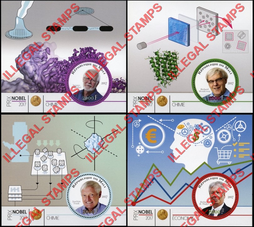 Mali 2017 Nobel Prize Illegal Stamp Souvenir Sheets of 1 (Part 1) Mali 2017 Nobel Prize Illegal Stamp Souvenir Sheets of 1 (Part 1)