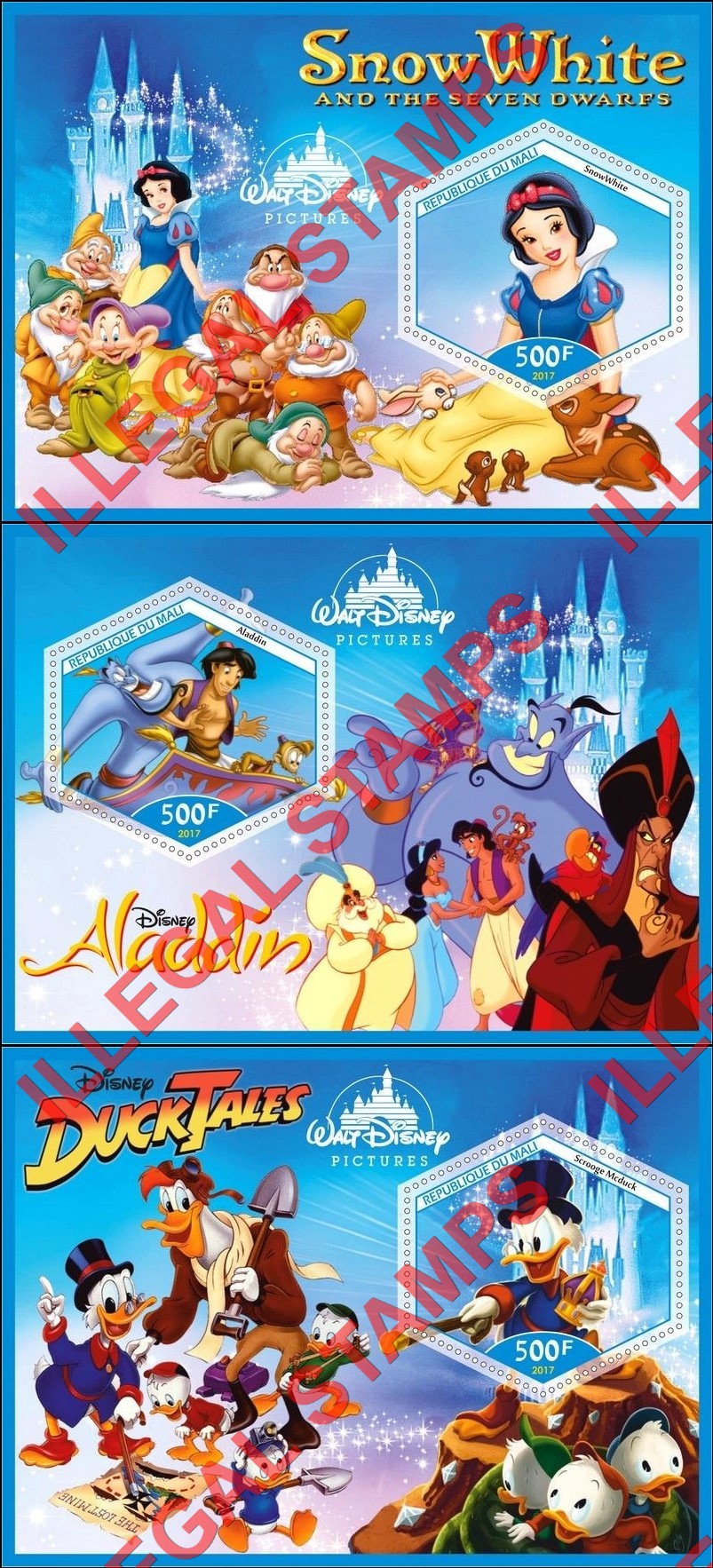 Mali 2017 Walt Disney Pictures Illegal Stamp Souvenir Sheets of 1 (Part 1) Mali 2017 Walt Disney Pictures Illegal Stamp Souvenir Sheets of 1 (Part 1)