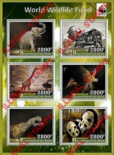 Mali 2017 World Wildlife Fund (WWF) Illegal Stamp Souvenir Sheet of 6 Mali 2017 World Wildlife Fund (WWF) Illegal Stamp Souvenir Sheet of 6