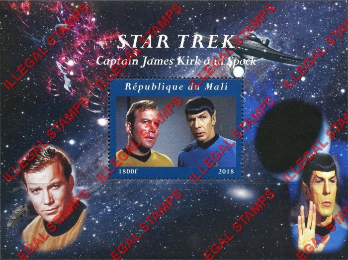 Mali 2018 Star Trek Illegal Stamp Souvenir Sheet of 1 Mali 2018 Star Trek Illegal Stamp Souvenir Sheet of 1