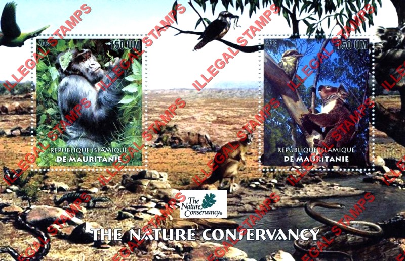 MAURITANIA 2003 Nature Conservancy Animals and Birds Counterfeit Illegal Stamp Souvenir Sheet of 2 MAURITANIA 2003 Nature Conservancy Animals and Birds Counterfeit Illegal Stamp Souvenir Sheet of 2
