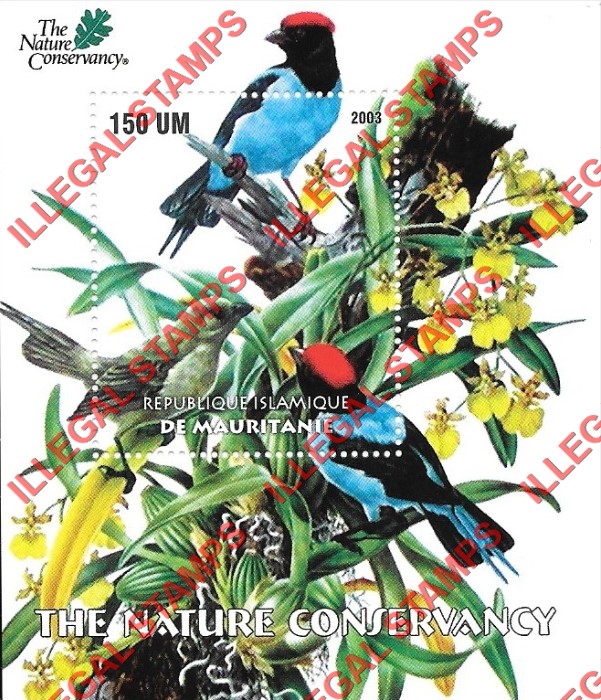 MAURITANIA 2003 Nature Conservancy Animals and Birds Counterfeit Illegal Stamp Souvenir Sheet of 1 MAURITANIA 2003 Nature Conservancy Animals and Birds Counterfeit Illegal Stamp Souvenir Sheet of 1
