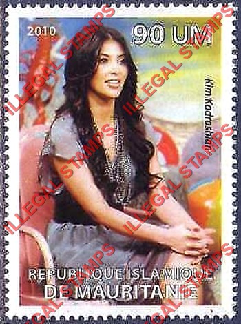 MAURITANIA 2010 Kim Kadrashian Counterfeit Illegal Stamp MAURITANIA 2010 Kim Kadrashian Counterfeit Illegal Stamp