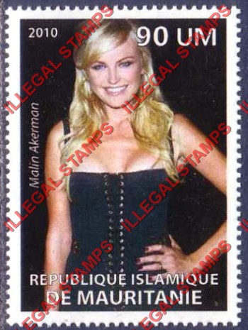 MAURITANIA 2010 Malin Akerman Counterfeit Illegal Stamp MAURITANIA 2010 Malin Akerman Counterfeit Illegal Stamp