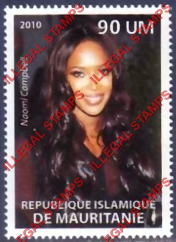 MAURITANIA 2010 Naomi Campbell Counterfeit Illegal Stamp (Stamp 1) MAURITANIA 2010 Naomi Campbell Counterfeit Illegal Stamp (Stamp 1)