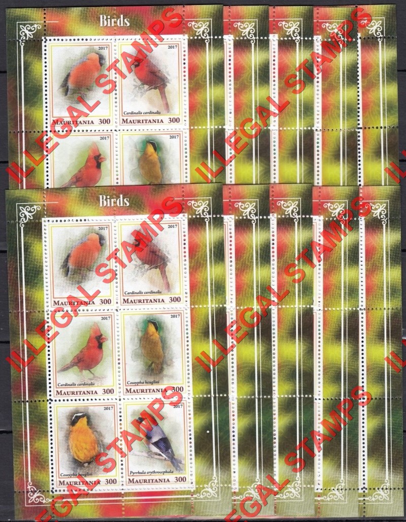 MAURITANIA 2017 Example of Bulk Sales of Counterfeit Illegal Stamp Souvenir Sheets of 6 Dating 2017 MAURITANIA 2017 Example of Bulk Sales of Counterfeit Illegal Stamp Souvenir Sheets of 6 Dating 2017
