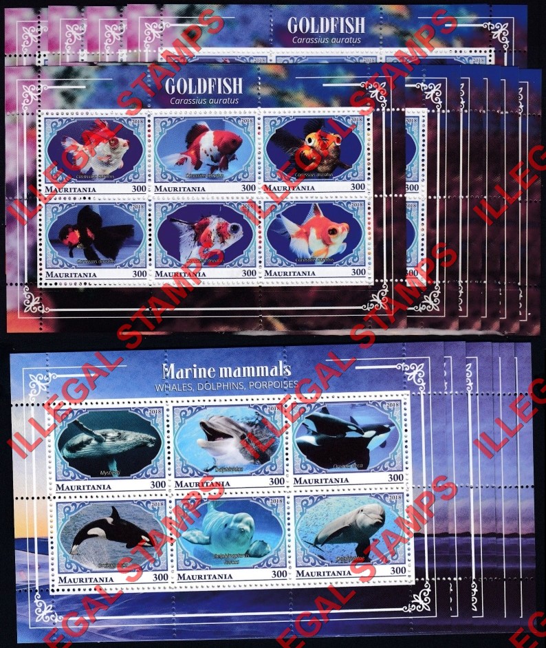 MAURITANIA 2018 Examples of Bulk Sales of Counterfeit Illegal Stamp Souvenir Sheets of 6 Dating 2018 MAURITANIA 2018 Examples of Bulk Sales of Counterfeit Illegal Stamp Souvenir Sheets of 6 Dating 2018