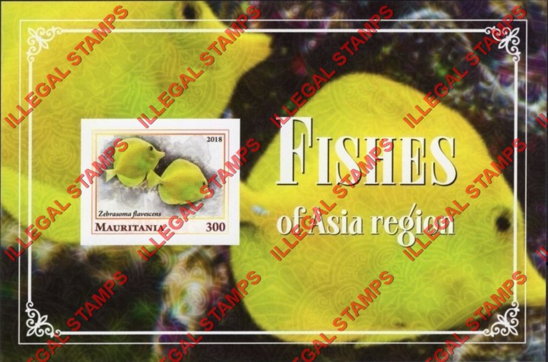 MAURITANIA 2018 Fish of the Asian Region Counterfeit Illegal Stamp Souvenir Sheet of 1 MAURITANIA 2018 Fish of the Asian Region Counterfeit Illegal Stamp Souvenir Sheet of 1