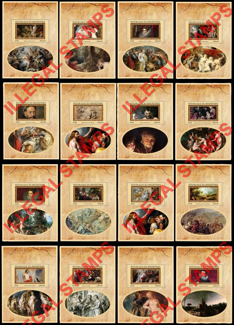 MAURITANIA 2018 Paintings by Peter Paul Rubens Illegal Stamp Souvenir Sheets of 1 MAURITANIA 2018 Paintings by Peter Paul Rubens Illegal Stamp Souvenir Sheets of 1