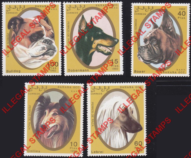 Sahara Occ. RASD 1992 Dogs Counterfeit Illegal Stamp Set of 5 Sahara Occ. RASD 1992 Dogs Counterfeit Illegal Stamp Set of 5