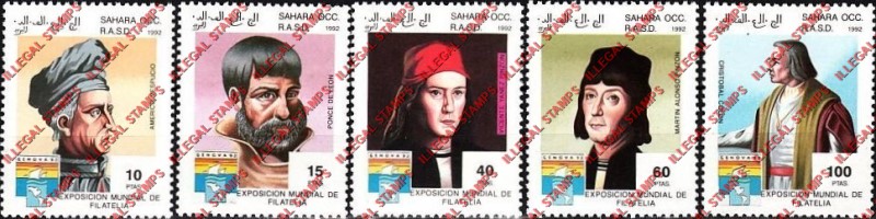 Sahara Occ. RASD 1992 Explorers Counterfeit Illegal Stamp Set of 5 Sahara Occ. RASD 1992 Explorers Counterfeit Illegal Stamp Set of 5